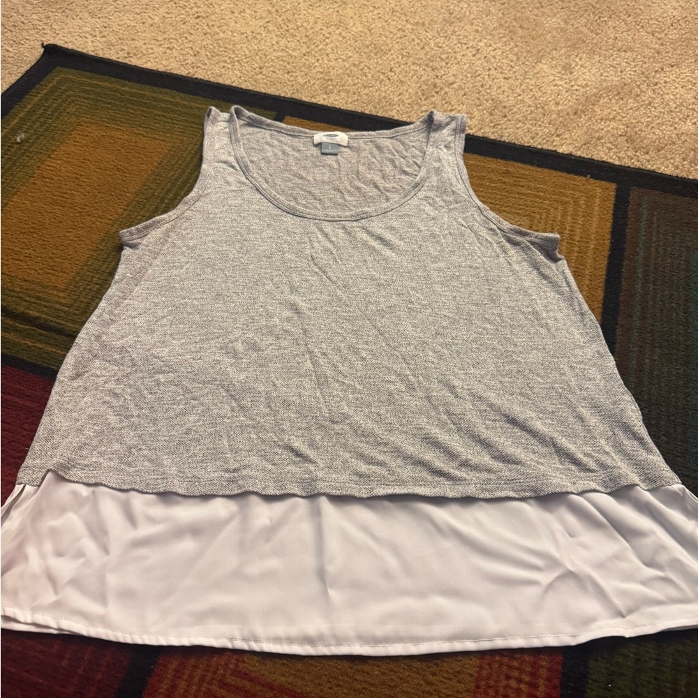 Old Navy Gray and White Layered Tank Top